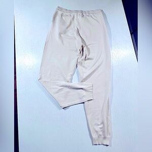 ❄️ Winter White, Cream knitted jogger pants w pockets, ribbed waist & ankles, 12